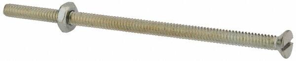 Value Collection - #10-24 UNC, 4" OAL Slotted Drive Machine Screw - Flat Head, Grade 2 Steel, Zinc-Plated Finish, Without Washer - Americas Industrial Supply