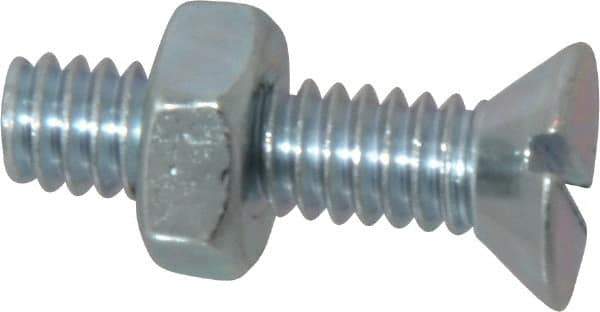 Value Collection - 1/4-20 UNC, 1" OAL Slotted Drive Machine Screw - Flat Head, Grade 2 Steel, Zinc-Plated Finish, Without Washer - Americas Industrial Supply