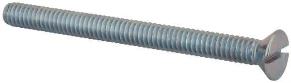 Value Collection - 1/4-20 UNC, 3" OAL Slotted Drive Machine Screw - Flat Head, Grade 2 Steel, Zinc-Plated Finish, Without Washer - Americas Industrial Supply