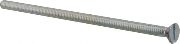 Value Collection - 1/4-20 UNC, 5-1/2" OAL Slotted Drive Machine Screw - Flat Head, Grade 2 Steel, Zinc-Plated Finish, Without Washer - Americas Industrial Supply