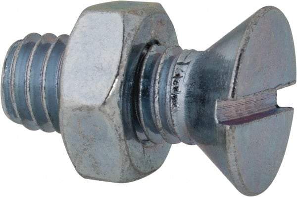 Value Collection - 3/8-16 UNC, 1" OAL Slotted Drive Machine Screw - Flat Head, Grade 2 Steel, Zinc-Plated Finish, Without Washer - Americas Industrial Supply