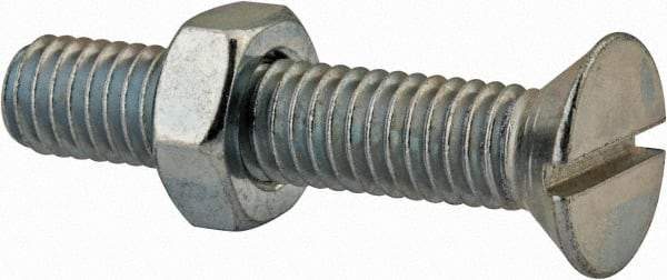 Value Collection - 3/8-16 UNC, 2" OAL Slotted Drive Machine Screw - Flat Head, Grade 2 Steel, Zinc-Plated Finish, Without Washer - Americas Industrial Supply