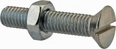 Value Collection - 3/8-16 UNC, 2" OAL Slotted Drive Machine Screw - Flat Head, Grade 2 Steel, Zinc-Plated Finish, Without Washer - Americas Industrial Supply