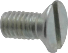 Value Collection - M3x0.50, 6mm OAL Slotted Drive Machine Screw - Flat Head, Grade 4.8 Steel, Zinc-Plated Finish, Without Washer - Americas Industrial Supply