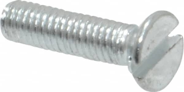Value Collection - M3x0.50, 12mm OAL Slotted Drive Machine Screw - Flat Head, Grade 4.8 Steel, Zinc-Plated Finish, Without Washer - Americas Industrial Supply
