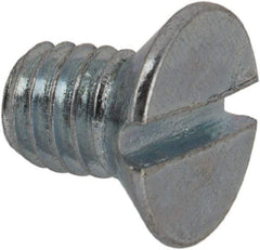 Value Collection - M4x0.70, 6mm OAL Slotted Drive Machine Screw - Flat Head, Grade 4.8 Steel, Zinc-Plated Finish, Without Washer - Americas Industrial Supply