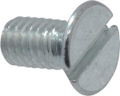 Value Collection - M4x0.70, 8mm OAL Slotted Drive Machine Screw - Flat Head, Grade 4.8 Steel, Zinc-Plated Finish, Without Washer - Americas Industrial Supply