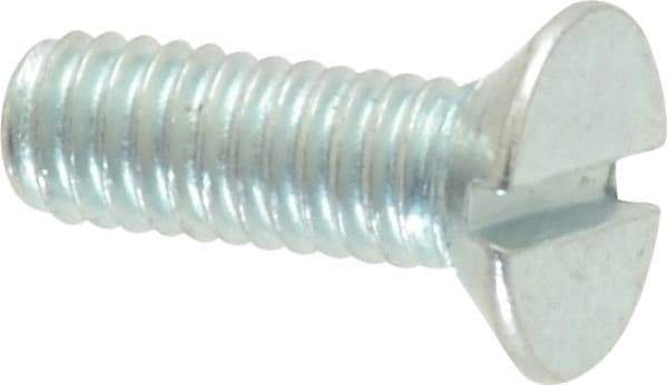 Value Collection - M4x0.70, 12mm OAL Slotted Drive Machine Screw - Flat Head, Grade 4.8 Steel, Zinc-Plated Finish, Without Washer - Americas Industrial Supply