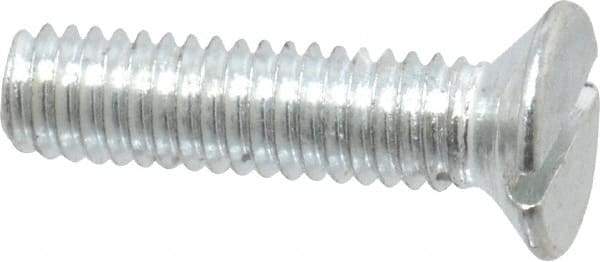 Value Collection - M4x0.70, 16mm OAL Slotted Drive Machine Screw - Flat Head, Grade 4.8 Steel, Zinc-Plated Finish, Without Washer - Americas Industrial Supply