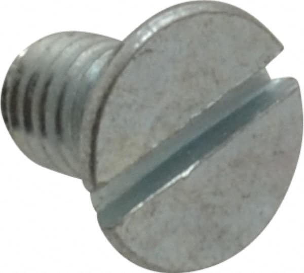 Value Collection - M5x0.80, 8mm OAL Slotted Drive Machine Screw - Flat Head, Grade 4.8 Steel, Zinc-Plated Finish, Without Washer - Americas Industrial Supply
