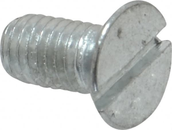 Value Collection - M5x0.80, 10mm OAL Slotted Drive Machine Screw - Flat Head, Grade 4.8 Steel, Zinc-Plated Finish, Without Washer - Americas Industrial Supply