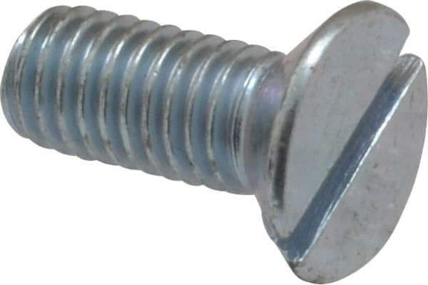 Value Collection - M5x0.80, 12mm OAL Slotted Drive Machine Screw - Flat Head, Grade 4.8 Steel, Zinc-Plated Finish, Without Washer - Americas Industrial Supply