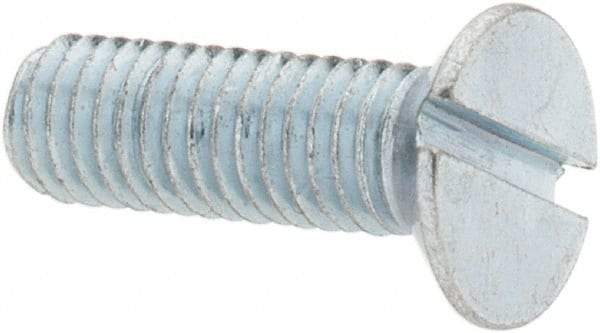 Value Collection - M5x0.80, 16mm OAL Slotted Drive Machine Screw - Flat Head, Grade 4.8 Steel, Zinc-Plated Finish, Without Washer - Americas Industrial Supply