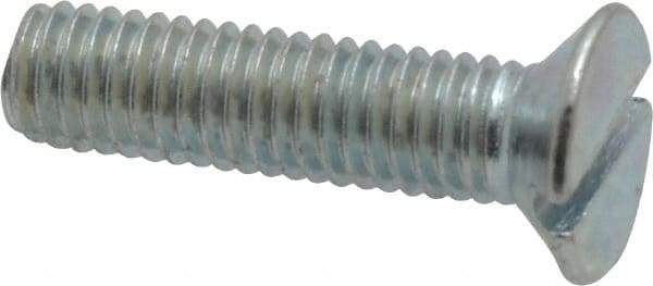 Value Collection - M5x0.80, 20mm OAL Slotted Drive Machine Screw - Flat Head, Grade 4.8 Steel, Zinc-Plated Finish, Without Washer - Americas Industrial Supply