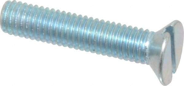 Value Collection - M5x0.80, 25mm OAL Slotted Drive Machine Screw - Flat Head, Grade 4.8 Steel, Zinc-Plated Finish, Without Washer - Americas Industrial Supply