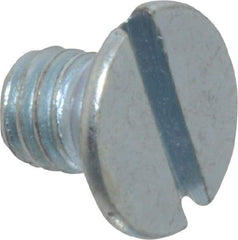 Value Collection - M6x1.00, 8mm OAL Slotted Drive Machine Screw - Flat Head, Grade 4.8 Steel, Zinc-Plated Finish, Without Washer - Americas Industrial Supply