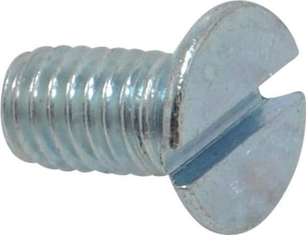 Value Collection - M6x1.00, 12mm OAL Slotted Drive Machine Screw - Flat Head, Grade 4.8 Steel, Zinc-Plated Finish, Without Washer - Americas Industrial Supply