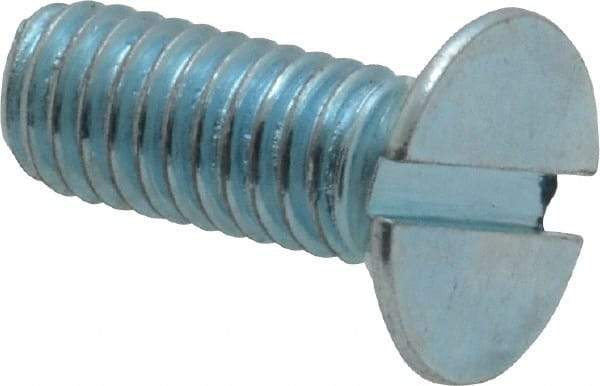 Value Collection - M6x1.00, 16mm OAL Slotted Drive Machine Screw - Flat Head, Grade 4.8 Steel, Zinc-Plated Finish, Without Washer - Americas Industrial Supply