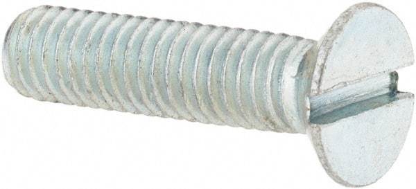 Value Collection - M6x1.00, 30mm OAL Slotted Drive Machine Screw - Flat Head, Grade 4.8 Steel, Zinc-Plated Finish, Without Washer - Americas Industrial Supply