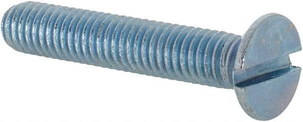 Value Collection - M6x1.00, 35mm OAL Slotted Drive Machine Screw - Flat Head, Grade 4.8 Steel, Zinc-Plated Finish, Without Washer - Americas Industrial Supply