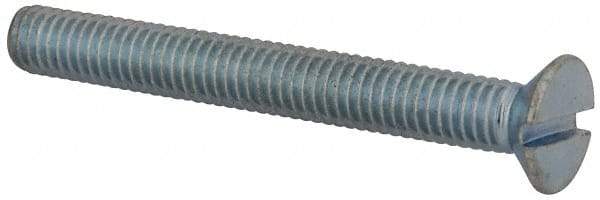 Value Collection - M6x1.00, 50mm OAL Slotted Drive Machine Screw - Flat Head, Grade 4.8 Steel, Zinc-Plated Finish, Without Washer - Americas Industrial Supply
