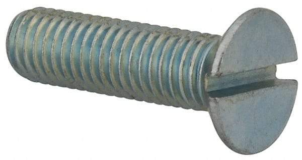 Value Collection - M8x1.25, 30mm OAL Slotted Drive Machine Screw - Flat Head, Grade 4.8 Steel, Zinc-Plated Finish, Without Washer - Americas Industrial Supply