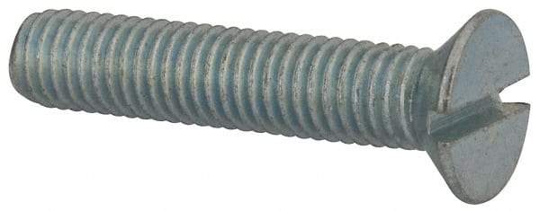 Value Collection - M8x1.25, 40mm OAL Slotted Drive Machine Screw - Flat Head, Grade 4.8 Steel, Zinc-Plated Finish, Without Washer - Americas Industrial Supply