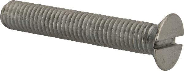 Value Collection - M8x1.25, 50mm OAL Slotted Drive Machine Screw - Flat Head, Grade 4.8 Steel, Zinc-Plated Finish, Without Washer - Americas Industrial Supply