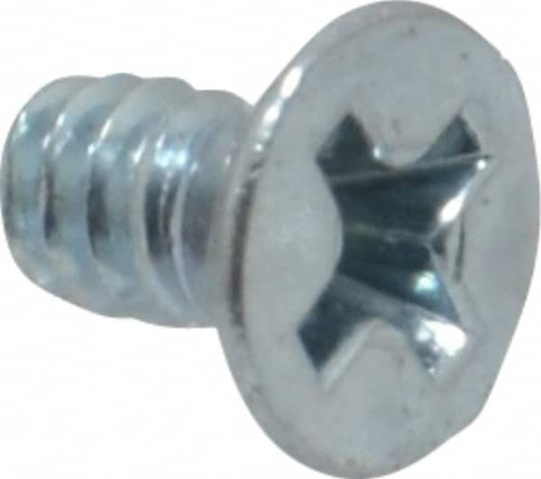 Value Collection - #6-32 UNC, 1/4" OAL Phillips Drive Machine Screw - Flat Head, Grade 2 Steel, Zinc-Plated Finish, Without Washer - Americas Industrial Supply
