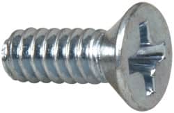 Value Collection - #6-32 UNC, 3/8" OAL Phillips Drive Machine Screw - Flat Head, Grade 2 Steel, Zinc-Plated Finish, Without Washer - Americas Industrial Supply