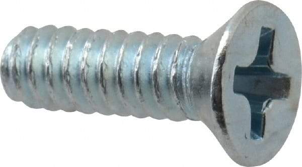 Value Collection - #6-32 UNC, 7/16" OAL Phillips Drive Machine Screw - Flat Head, Grade J82 Steel, Zinc-Plated Finish, Without Washer - Americas Industrial Supply