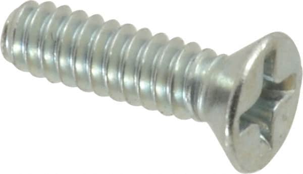 Value Collection - #6-32 UNC, 1/2" OAL Phillips Drive Machine Screw - Flat Head, Grade 2 Steel, Zinc-Plated Finish, Without Washer - Americas Industrial Supply