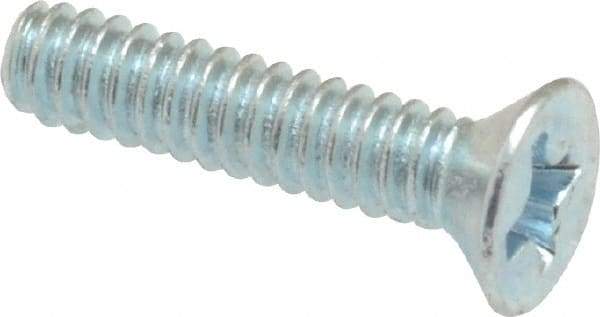 Value Collection - #6-32 UNC, 5/8" OAL Phillips Drive Machine Screw - Flat Head, Grade 2 Steel, Zinc-Plated Finish, Without Washer - Americas Industrial Supply