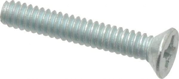Value Collection - #6-32 UNC, 7/8" OAL Phillips Drive Machine Screw - Flat Head, Grade J82 Steel, Zinc-Plated Finish, Without Washer - Americas Industrial Supply