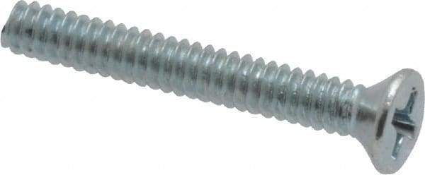 Value Collection - #6-32 UNC, 1" OAL Phillips Drive Machine Screw - Flat Head, Grade 2 Steel, Zinc-Plated Finish, Without Washer - Americas Industrial Supply