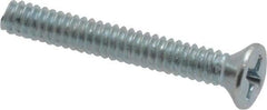 Value Collection - #6-32 UNC, 1" OAL Phillips Drive Machine Screw - Flat Head, Grade 2 Steel, Zinc-Plated Finish, Without Washer - Americas Industrial Supply