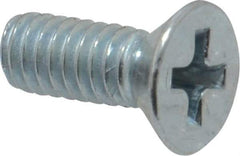 Value Collection - #8-32 UNC, 7/16" OAL Phillips Drive Machine Screw - Flat Head, Grade 2 Steel, Zinc-Plated Finish, Without Washer - Americas Industrial Supply