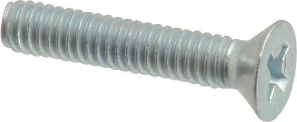 Value Collection - #8-32 UNC, 7/8" OAL Phillips Drive Machine Screw - Flat Head, Grade J82 Steel, Zinc-Plated Finish, Without Washer - Americas Industrial Supply