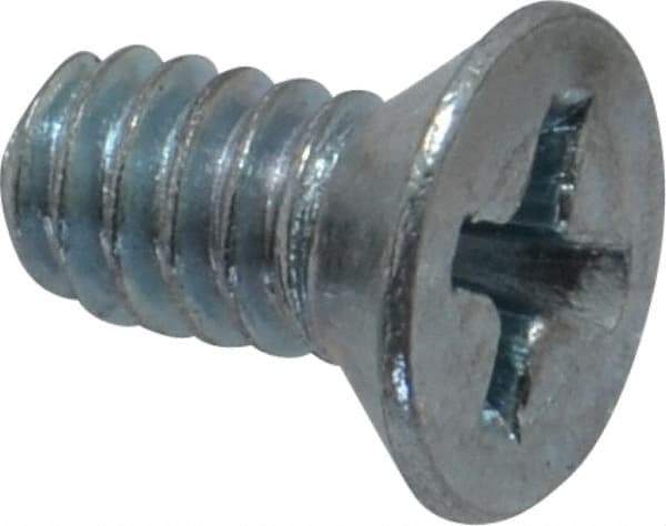 Value Collection - #10-24 UNC, 3/8" OAL Phillips Drive Machine Screw - Flat Head, Grade J82 Steel, Zinc-Plated Finish, Without Washer - Americas Industrial Supply