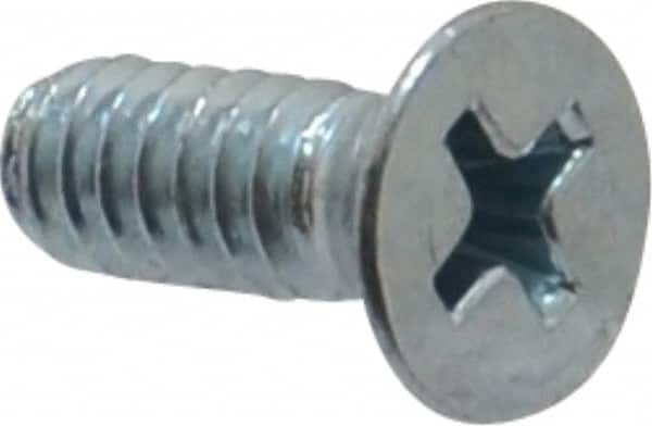 Value Collection - #10-24 UNC, 1/2" OAL Phillips Drive Machine Screw - Flat Head, Grade 2 Steel, Zinc-Plated Finish, Without Washer - Americas Industrial Supply