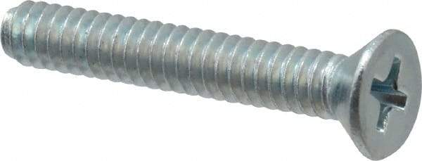 Value Collection - #10-24 UNC, 1-1/4" OAL Phillips Drive Machine Screw - Flat Head, Grade 2 Steel, Zinc-Plated Finish, Without Washer - Americas Industrial Supply