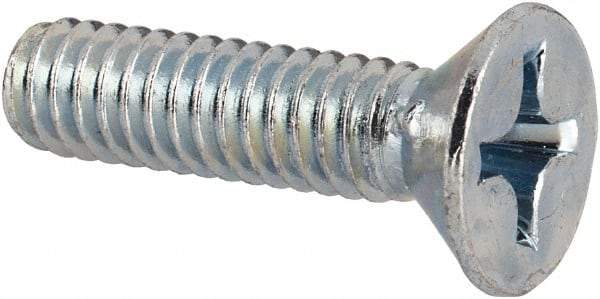Value Collection - #12-24 UNC, 7/8" OAL Phillips Drive Machine Screw - Flat Head, Grade J82 Steel, Zinc-Plated Finish, Without Washer - Americas Industrial Supply