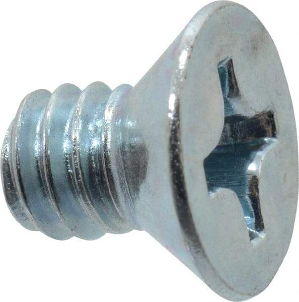 Value Collection - 1/4-20 UNC, 3/8" OAL Phillips Drive Machine Screw - Flat Head, Grade 2 Steel, Zinc-Plated Finish, Without Washer - Americas Industrial Supply