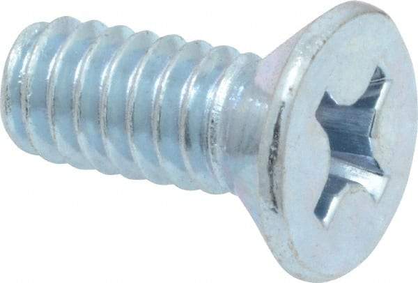 Value Collection - 1/4-20 UNC, 5/8" OAL Phillips Drive Machine Screw - Flat Head, Grade 2 Steel, Zinc-Plated Finish, Without Washer - Americas Industrial Supply
