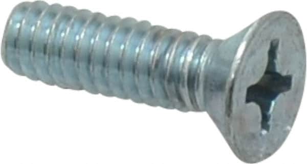 Value Collection - 1/4-20 UNC, 7/8" OAL Phillips Drive Machine Screw - Flat Head, Grade 2 Steel, Zinc-Plated Finish, Without Washer - Americas Industrial Supply
