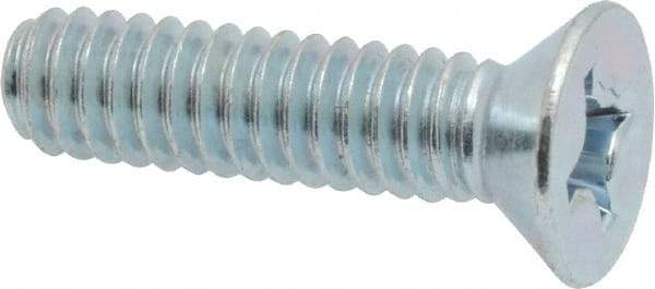 Value Collection - 1/4-20 UNC, 1" OAL Phillips Drive Machine Screw - Flat Head, Grade 2 Steel, Zinc-Plated Finish, Without Washer - Americas Industrial Supply