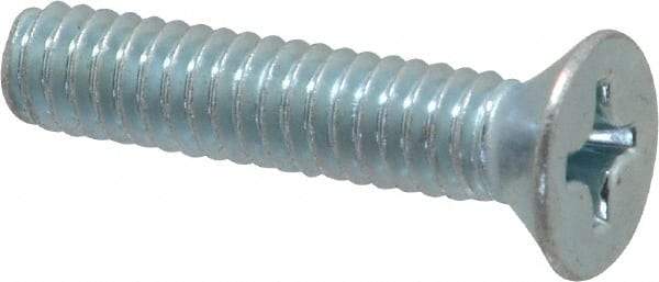 Value Collection - 1/4-20 UNC, 1-1/4" OAL Phillips Drive Machine Screw - Flat Head, Grade 2 Steel, Zinc-Plated Finish, Without Washer - Americas Industrial Supply