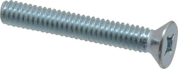 Value Collection - 1/4-20 UNC, 1-3/4" OAL Phillips Drive Machine Screw - Flat Head, Grade 2 Steel, Zinc-Plated Finish, Without Washer - Americas Industrial Supply