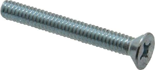 Value Collection - 1/4-20 UNC, 2" OAL Phillips Drive Machine Screw - Flat Head, Grade 2 Steel, Zinc-Plated Finish, Without Washer - Americas Industrial Supply