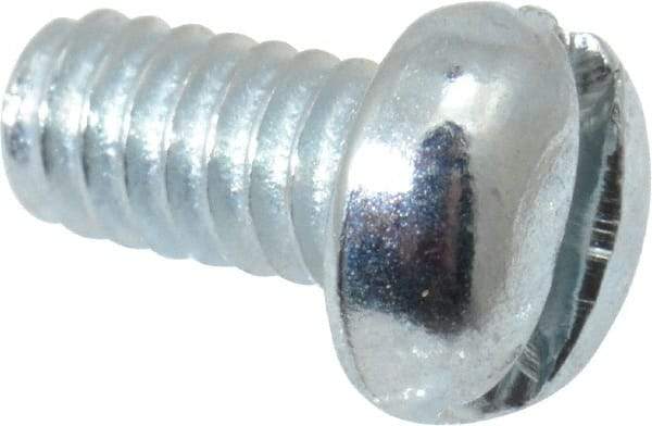 Value Collection - #5-40 UNC, 1/4" Length Under Head Slotted Drive Machine Screw - Round Head, Grade J82 Steel, Zinc-Plated Finish, Without Washer - Americas Industrial Supply